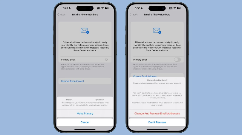 汪清苹果手机维修分享苹果 iOS 18.1 支持设置“主要”邮箱地址并更改 iCloud 邮箱 